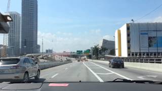 Driving on MacArthur Causeway in Miami