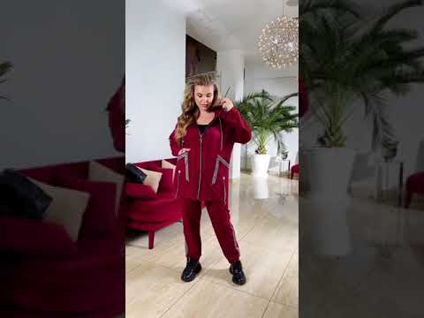 Жіночий весняний спортивний костюм, кофта на блискавці з капюшоном і штани з лампасами, батал великі розміри, видео 1