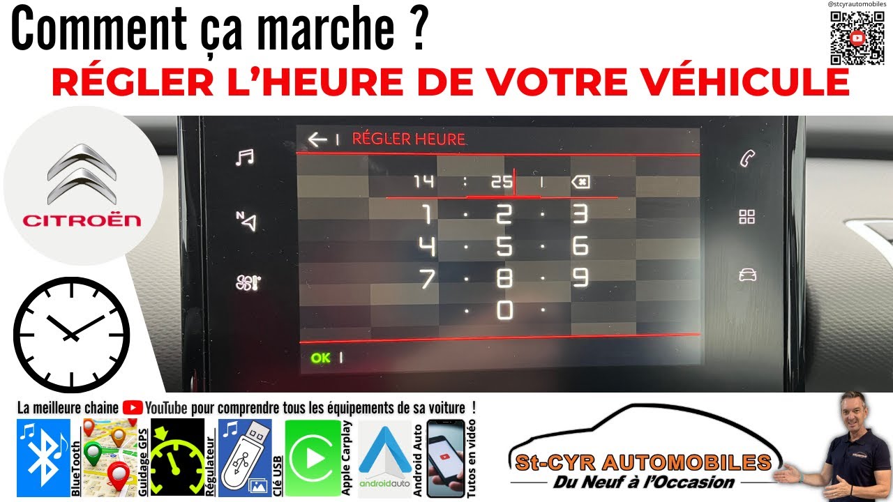 CITROËN, changer ou régler l'heure de votre véhicule, comment ça marche