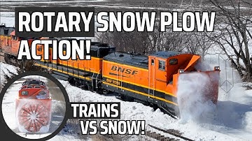 Rotary Snow Plowing Train in ACTION! - Trains vs. Snow