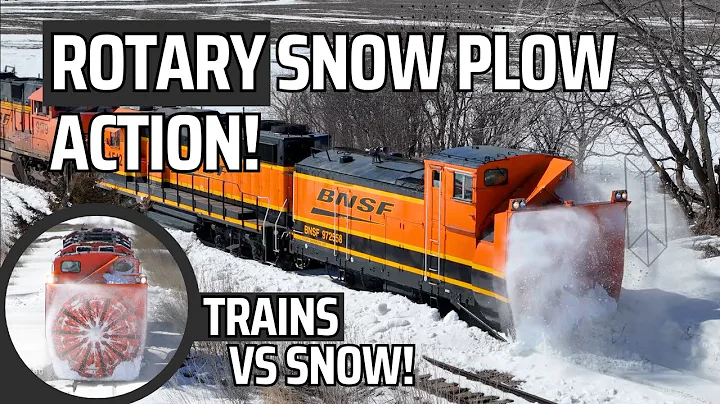 Rotary Snow Plowing Train in ACTION! - Trains vs. Snow