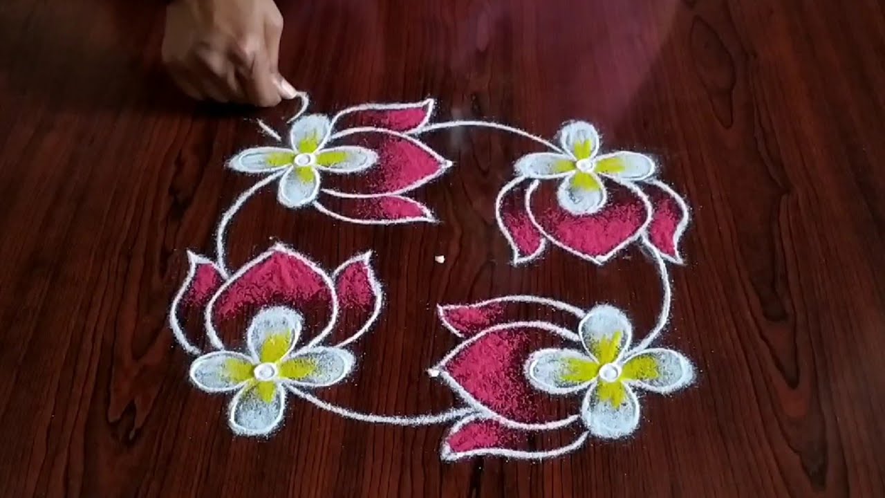 (2) Beautiful Daily kolams (3×3) dot's...