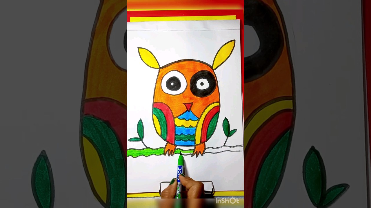 how to draw an colourfull Cartoon Owl 🦉