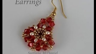 Beaded earrings with Swarovski Crystals. Серьги Из бисера и кристаллов Свар