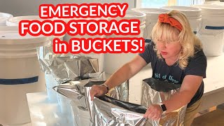 LARGE FAMILY LONG TERM FOOD STORAGE | How to Make EMERGENCY Food Storage BUCKETS  50 GALLONS!