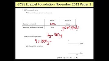 GCSE Edexcel Foundation November 2012 Paper 2 Q11