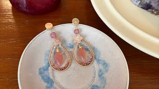 Tutorial pink gems teardrop Earrings#earringsdesign #earringslover #earringsmaking #handmadejewelry