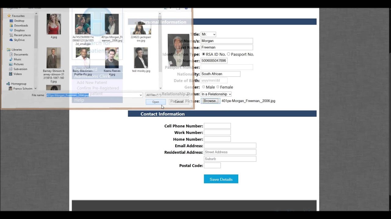 OmiHealth - Admissions Clerk, Add New Patient
