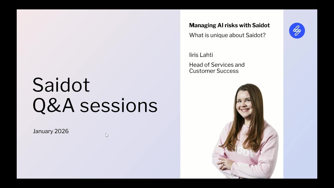 Saidot Q&A: Managing AI risks with Saidot - YouTube