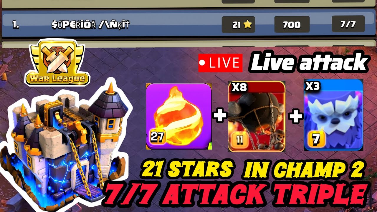 How I tripled every base in champ 2 | Fireball rocket loons+yeti smash | 7/7 perfect |@ClashOfClans 