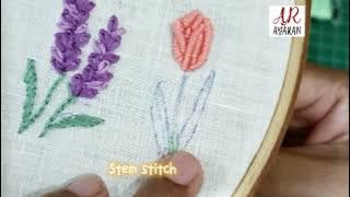 Flower Hand Embroidery / Sulam Benang Bunga Tulip / Tulip Flower Embroidery Design
