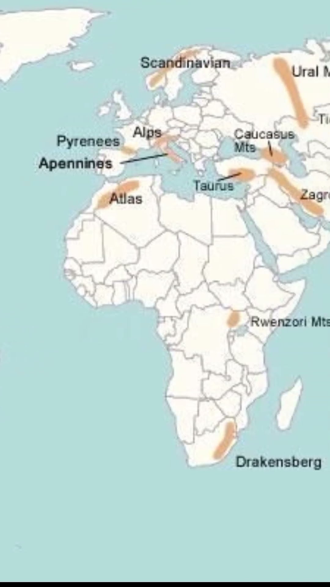 Mountain Ranges Of The World Map Labeled Oar2