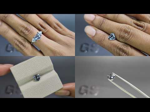 Gray blue spinel heart shape 1.25 carats, Tanzania Video  № 1