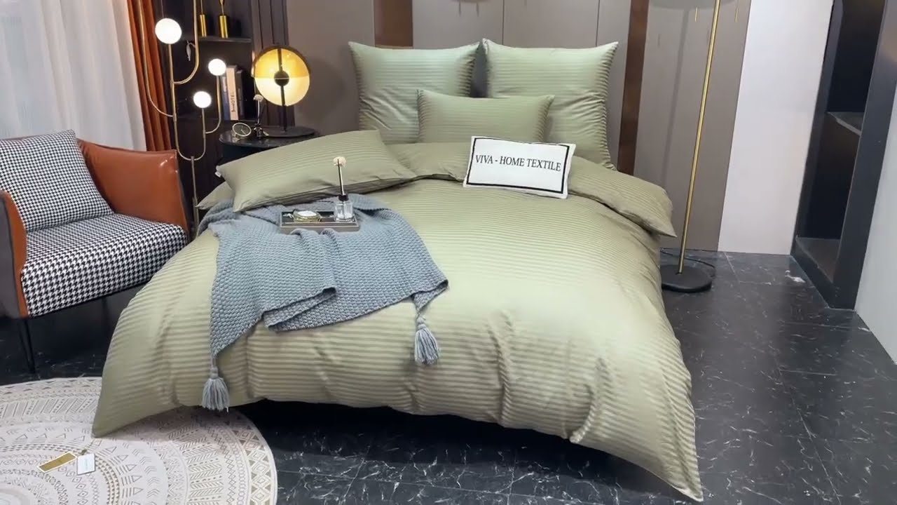 Комплект постельного белья CT028 из коллекции "Страйп Сатин Однотонный 100% хлопок"