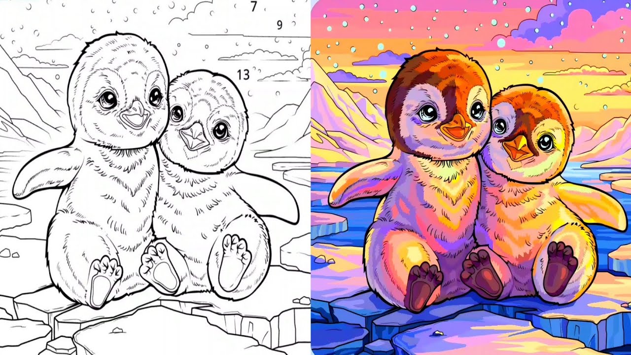 🎨🐧 Cute Penguin Friends Coloring | Cozy Arctic Vibes & Relaxing Art Time ❄️✨