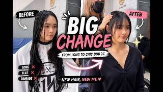 BIG CHANGE 😳 From Long Hair to Chic Bob ✂️