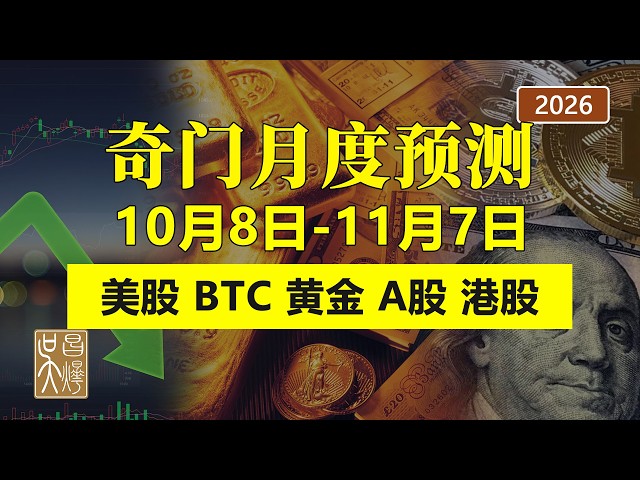 【奇門遁甲預測】2026年10月8日-11月7日 [戊戌月]tian'xiang美股比特幣黃金港股中國股市A股美元指數原油月度走勢 | 吳昌燁-风水命理