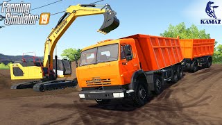 Farming Simulator 19 - KAMAZ Tandem Dump Truck Moving Dirt screenshot 4