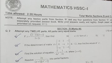 Math HSSC-I 2 annual exams federal board slo based paper 2022