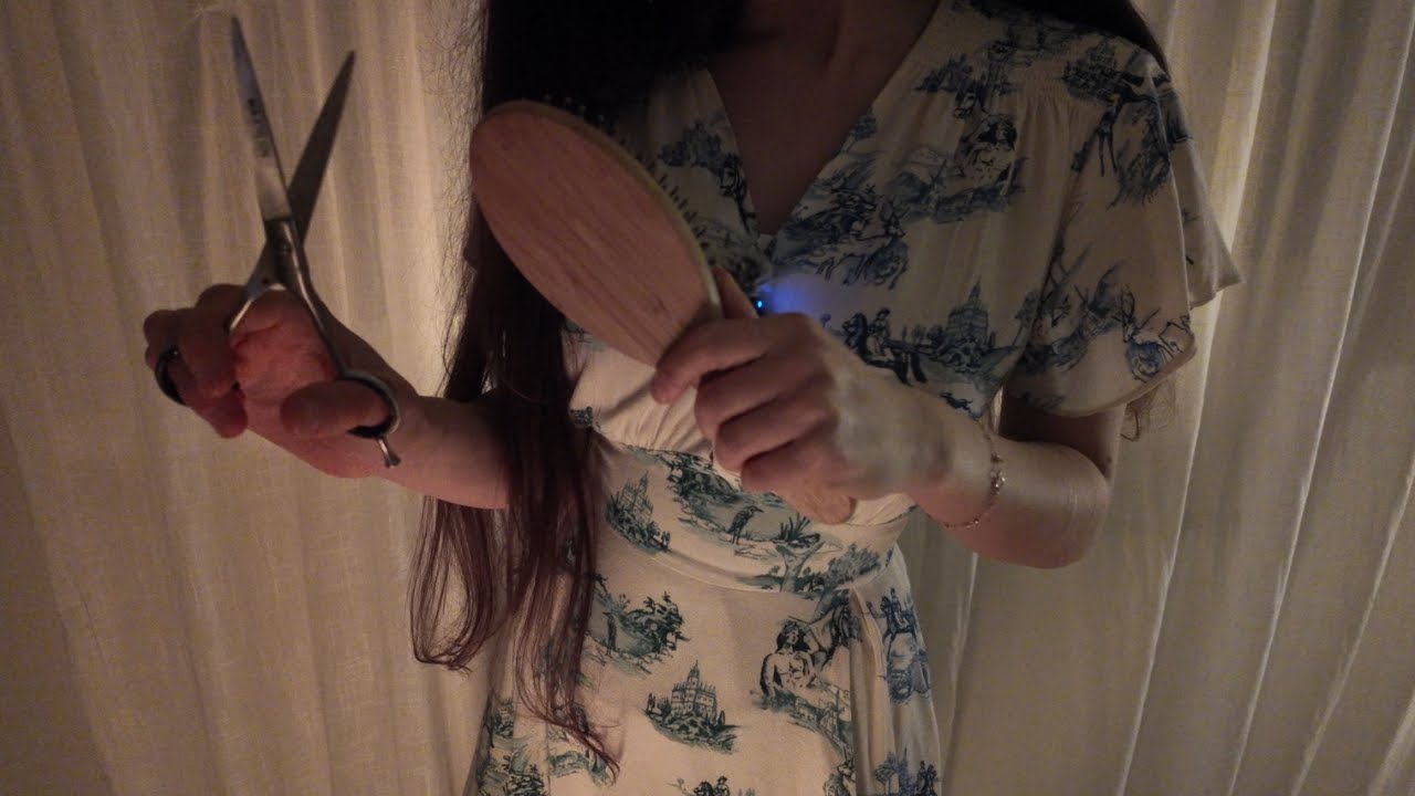 cozy hair salon [asmr] scalp analysis, hair brushing, hair cut and styling