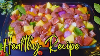 Easy healty  Recipes   صينية اللحم بالخضار على الطريقة  التركية اكلة صحية