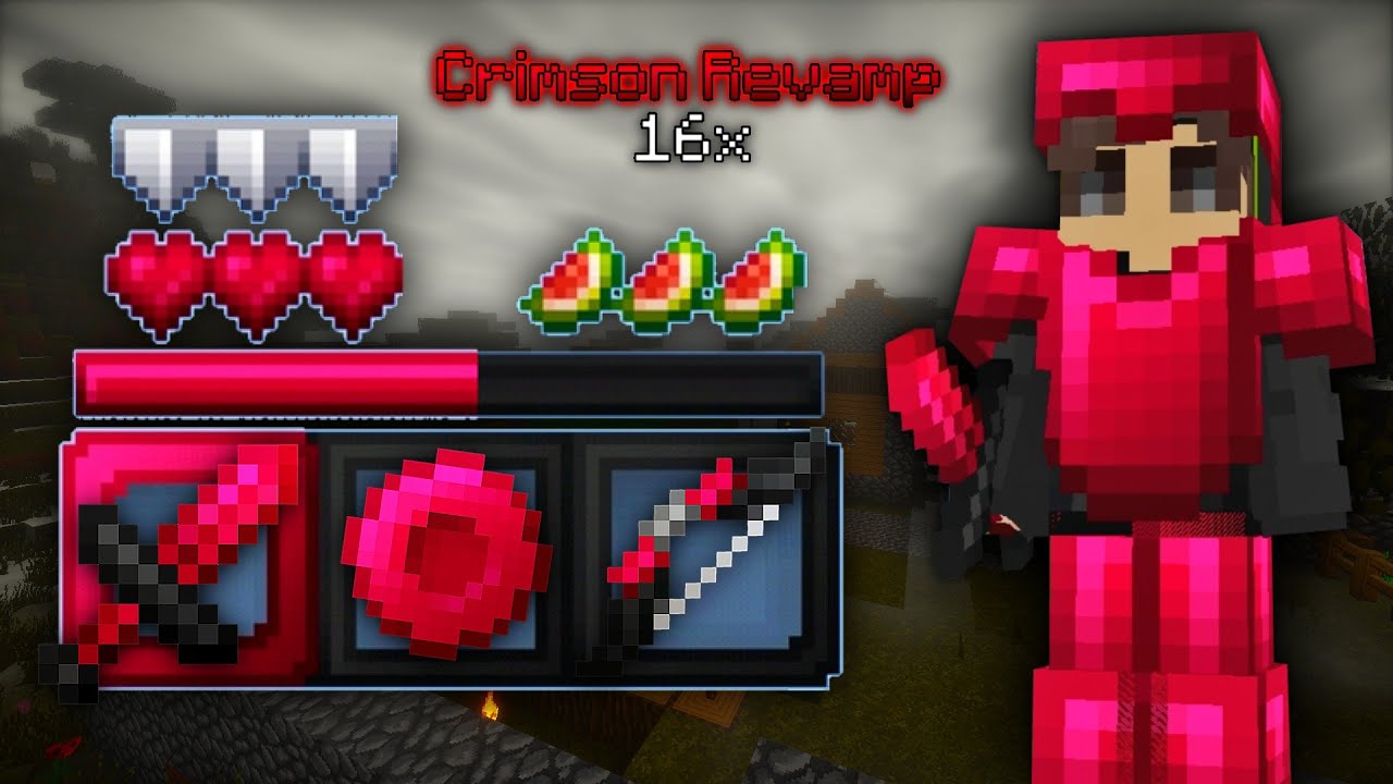 🔥Crimson Revamp [16x] PVP TEXTURE PACK MCPE 1.17 - SkyWars, Bedwars ...