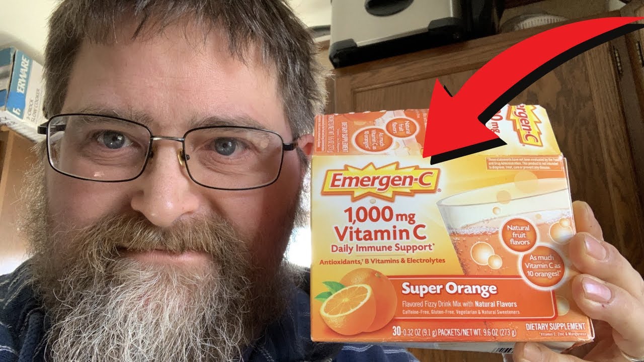Emergen-C 1000mg Vitamin C Powder Super Orange Flavor Review - YouTube