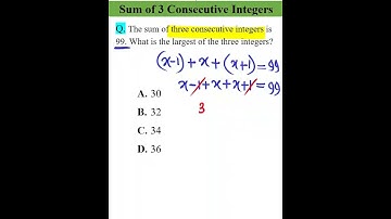 Algebra (Word Prob) - Sum of 3 Consecutive Integers #shorts #maths #algebra