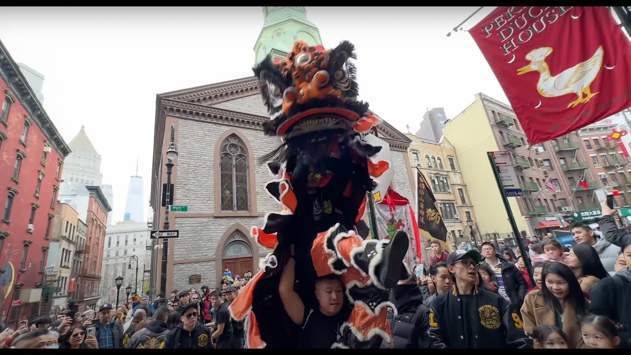 CNY 2024 Golden Lion Club (GLC) Choy Chang Lion Dance with Firecrackers  @Wing On Wo 🦁🥬🧨🎇🐉