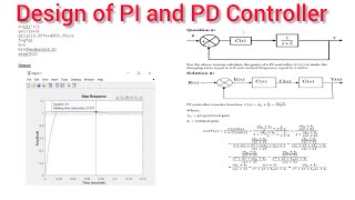 Design of PI and PD Controller using MATLAB/Simulink | CS Lab 07