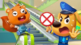 No No Play on the Escalator | Police Officer | Sheriff Labrador | Kids Cartoon | BabyBus