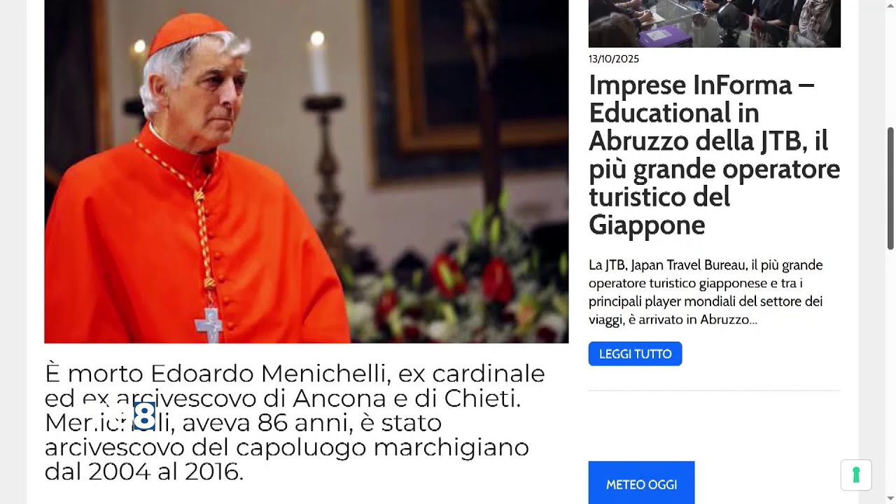 È morto Edoardo Menichelli - Ex Arcivescovo di Chieti