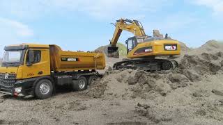 Construction vehicles rebuild new bridge -Excavator,Bulldozer, crane truck and loader for kids