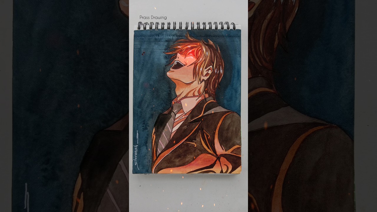 Light Yagami drawing with watercolour. 