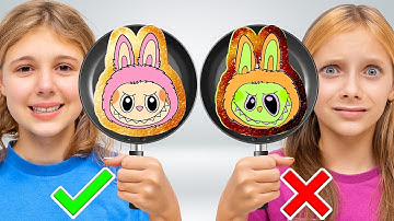 Regenboog Pannenkoeken Challenge | Het Beste Labubu Kunstwerk Wint!Beschrijving: