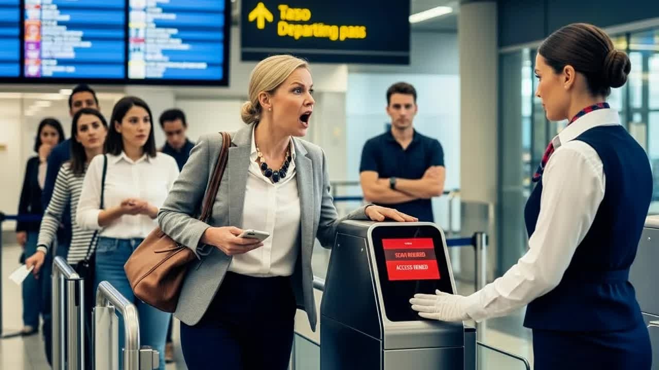 A Karen Tried to Board Early Without a Ticket Scan — The Gate Agent Stopped Everything