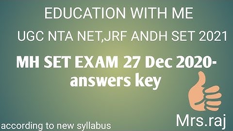 MH SET EXAM 27 Dec 2020 - answer key