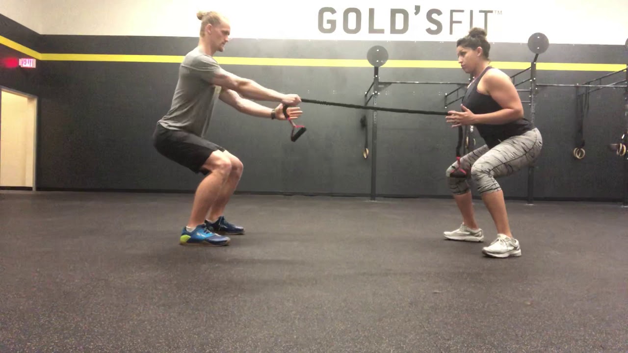 Partner Banded Squat Lat Pulls - YouTube