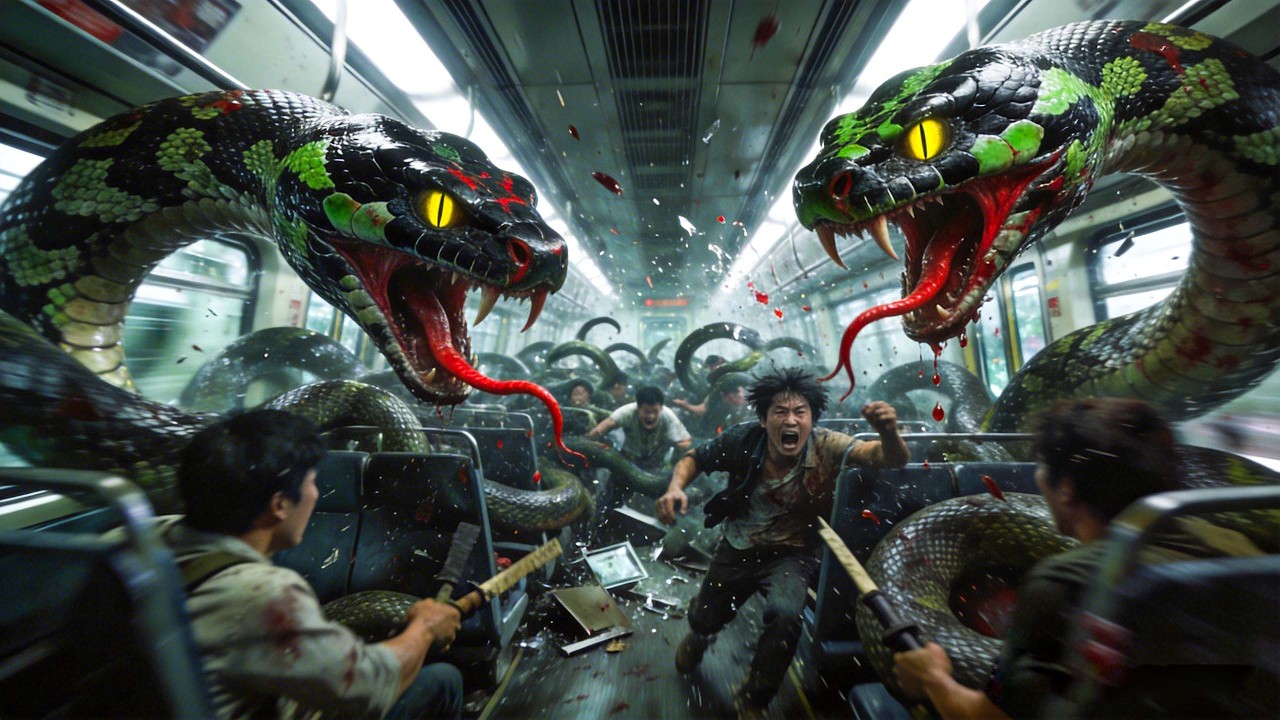【灾难恐怖大片】蛇灾版《釜山行》！列车被双头毒蟒入侵，几人能够幸存？【蛇王 King of Snake】