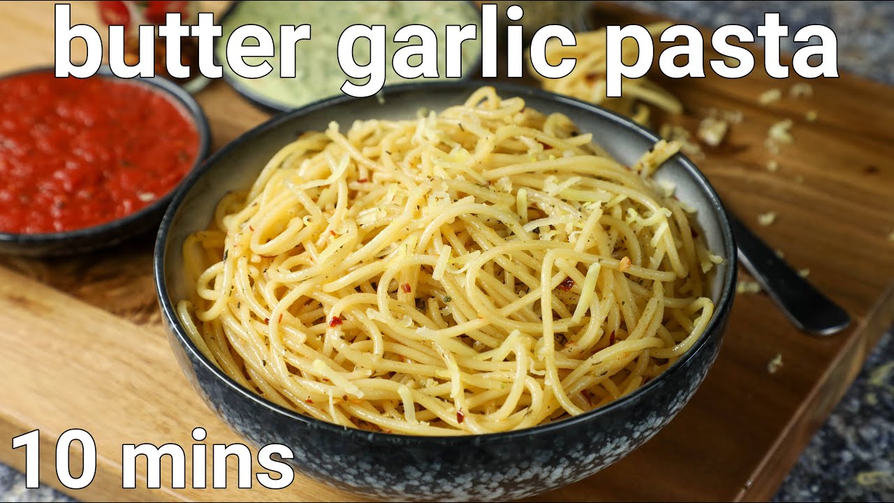 spicy butter garlic noodles pasta in 10 minutes | butter garlic spaghetti | garlic butter pasta | Hebbar | Hebbars Kitchen