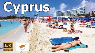 Cyprus 4K - Walking Tour - Nissi Beach, Konnos Beach, Ayia Napa, Sea Caves