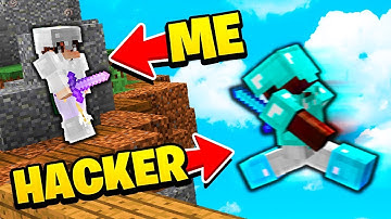 Minecraft Skywars HACKER uses FLY HACKS to chase me but FAILS...