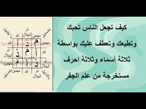 كيف تجعل الناس تحبك وتطيعك وتعطف عليك بواسطة ثلاثة أسماء وثلاثة احرف مستخرجة من علم الجفر