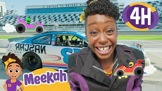 Explores NASCAR with a Racing Star! | 4 HR OF MEEKAH! | Educational Videos for Kids