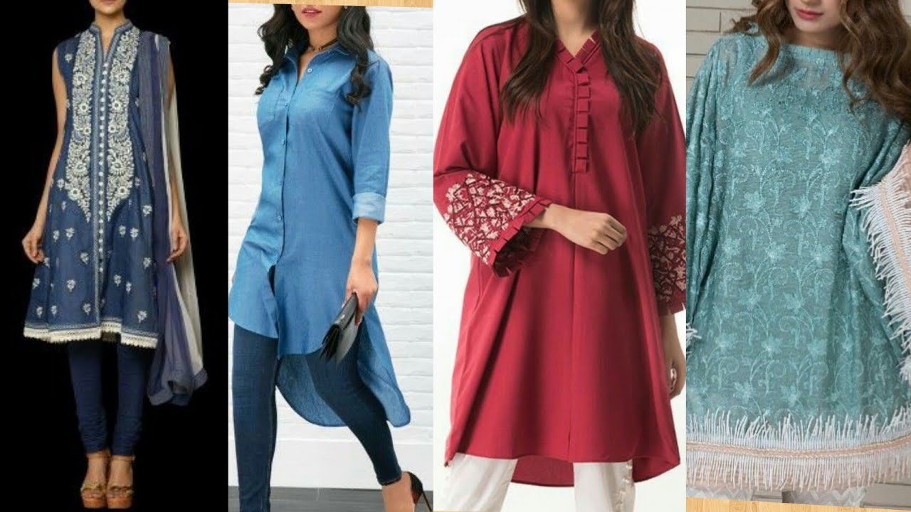 Top Stylish Causal Top & Short Kurties Designs For Girl's 2019