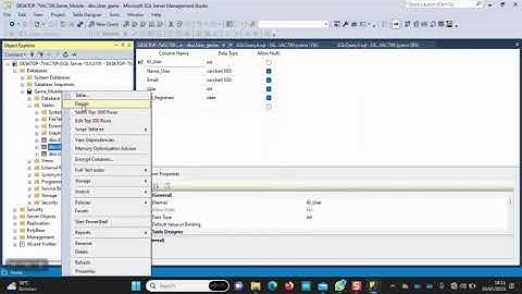 demo sql in table game mobile