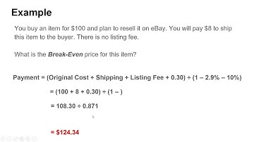 eBay Break-Even Price Formula and Excel Sheet