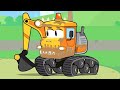 Excavator and new friends at the car wash - Construction Vehicles for kids - Vroom Vroom Cartoon