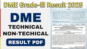 DME Result 2025 | dme Grade-lll Technical non Technical Result