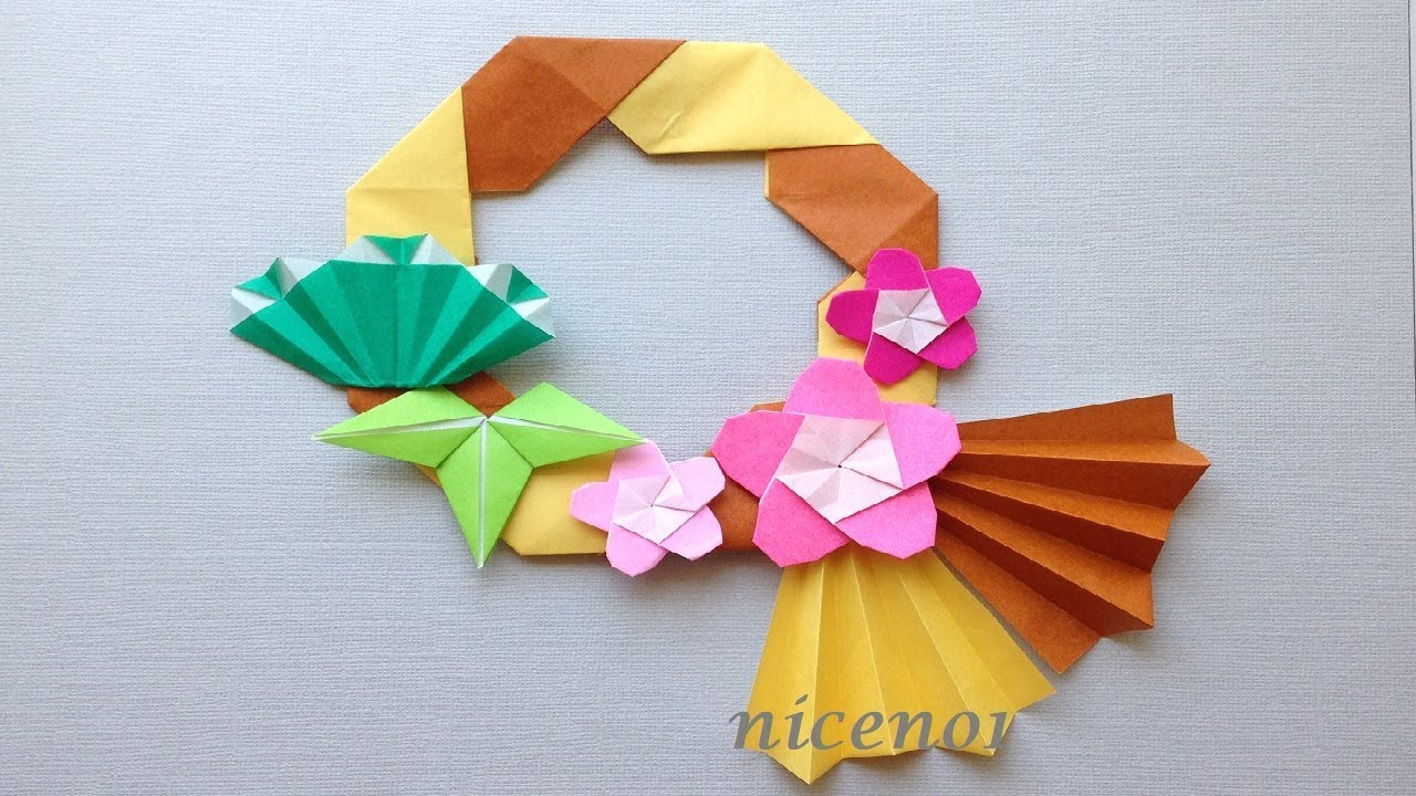 折り紙 お正月のリース 松竹梅 3 簡単な折り方 Origami Flower Plum Wreath Tutorial Niceno1 Youtube